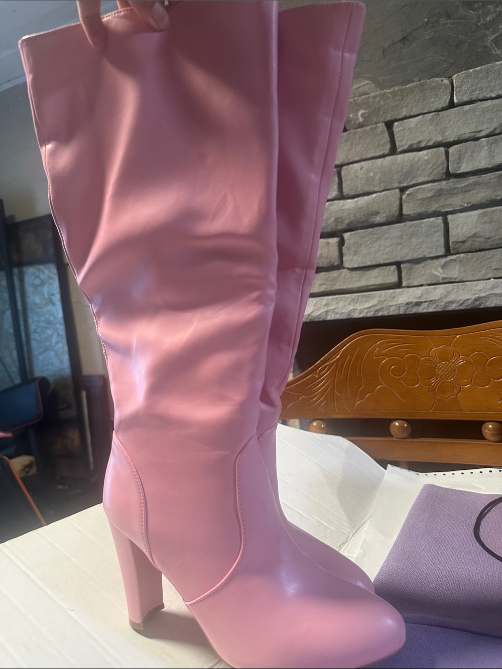 Wild Diva Pink Over-the-Knee Block Heel Boots